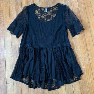 Black Free People lace boho tunic